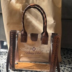 Patricia Nash Clear Curry Tote with Brown Braided Leather Trim